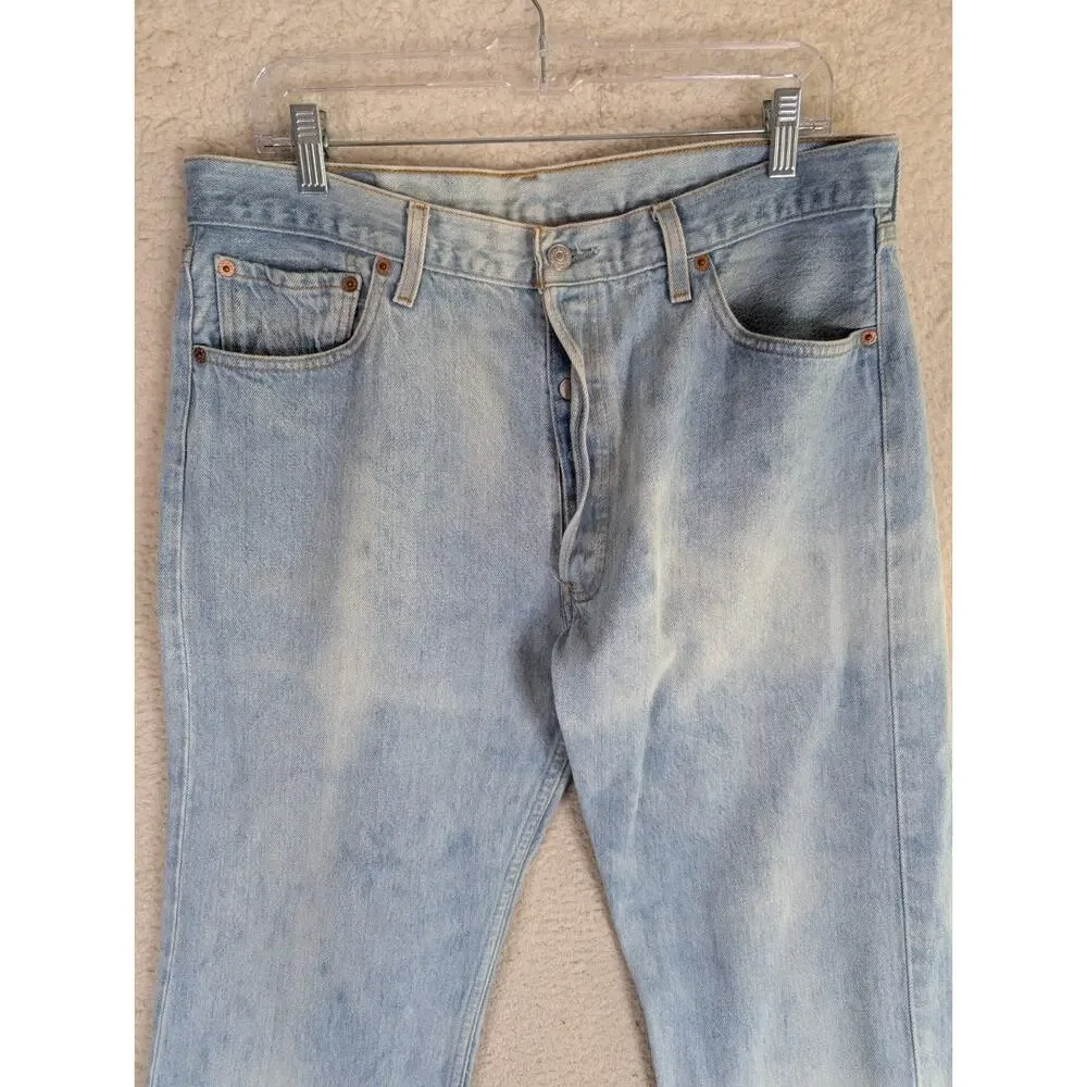 Vintage Levis 501 Jeans Mens 36x30 FITS 34x27 Blue Button Fly Straight Light